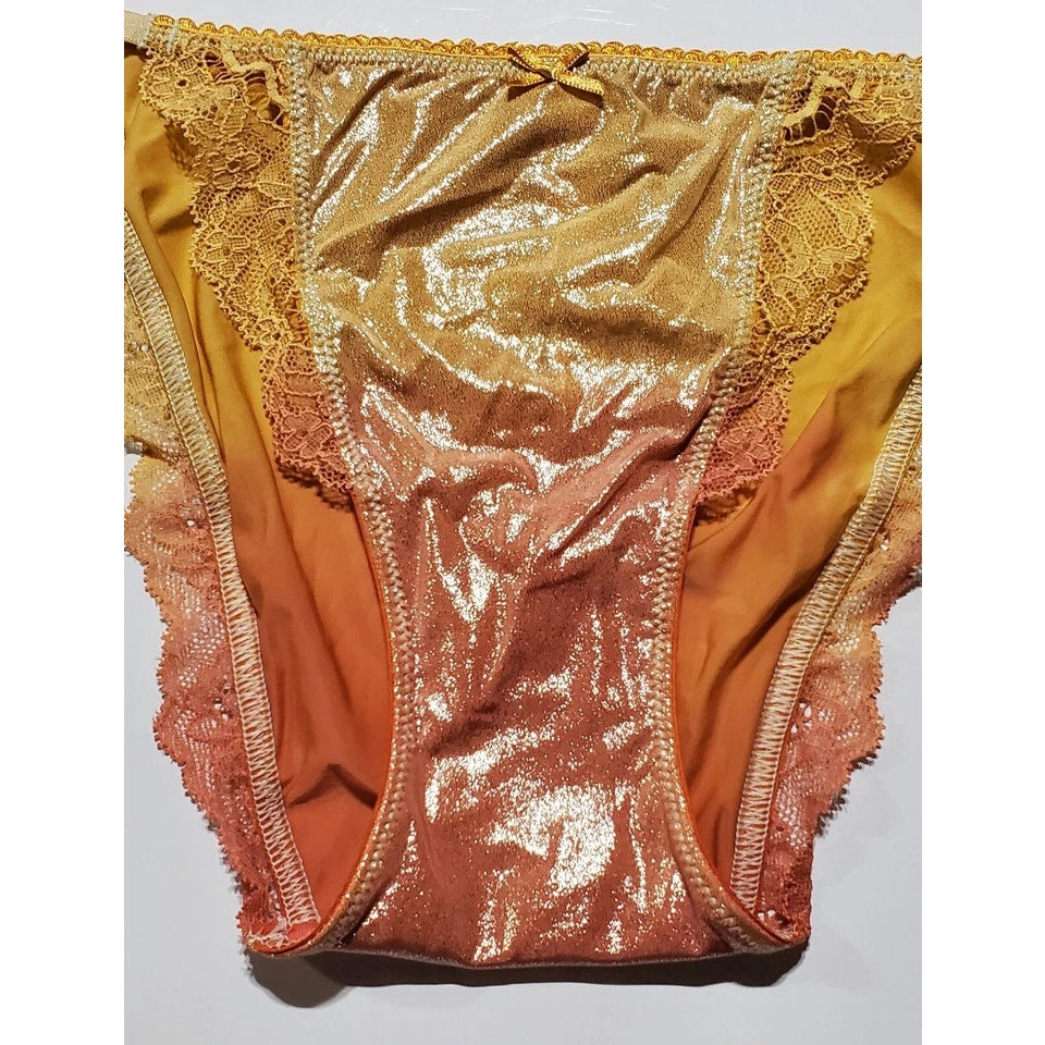 Victoria's Secret Dream Angels String Bikini Panty Shiny Ombre Creamsicle Orange