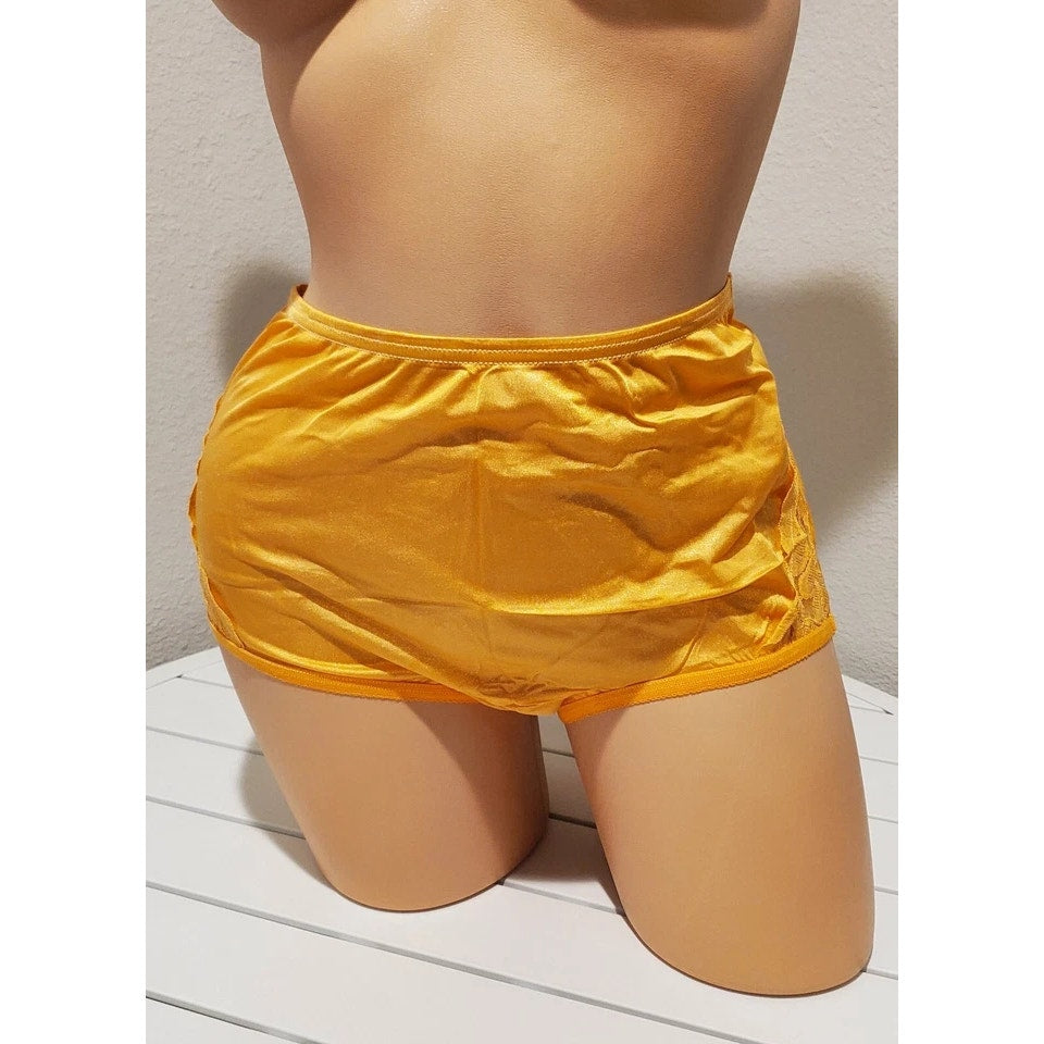 Vanity Fair Lace Nouveau Nylon Full Cut Panty Lace Shiny Orange Tart