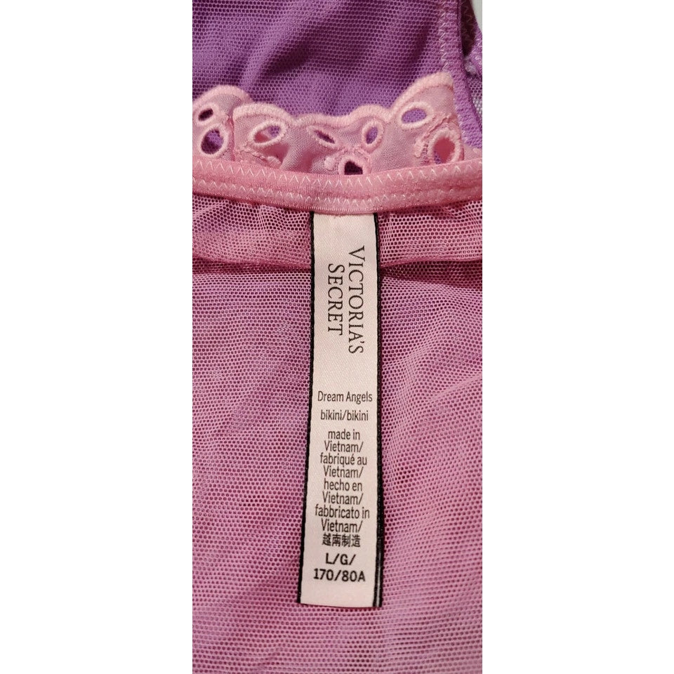 Victoria's Secret Dream Angels String Bikini Sheer Ombre Unicorn Pink Purple 7/L