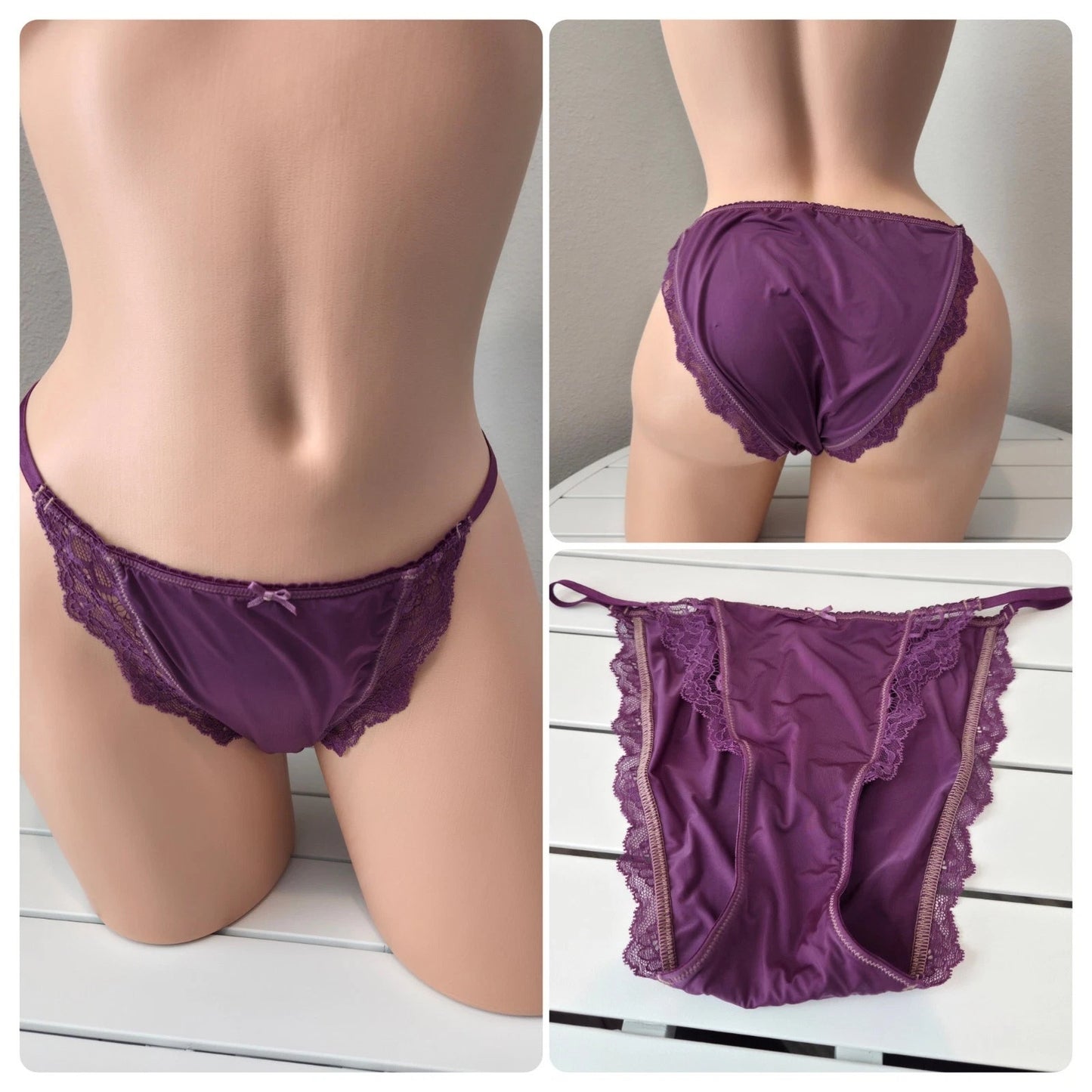 Victoria's Secret Dream Angels Smooth Shiny String Bikini Panty Purple Voltage 8