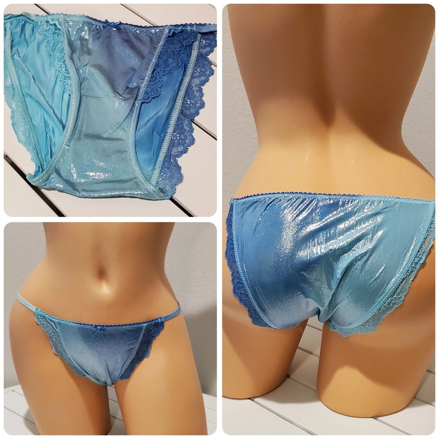 Victoria's Secret Dream Angels String Bikini Panty Cold As Ice Blue Side Kick XS