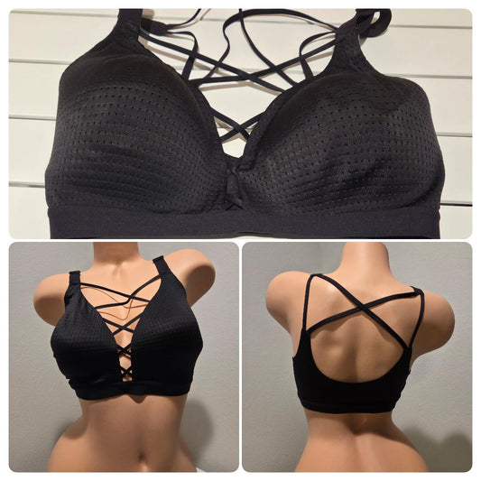 Victoria's Secret Sport Vintage 2017 Lightweight Plunge Bra Strappy Black 34DD - Star Vintage & More Star Vintage And More LLC