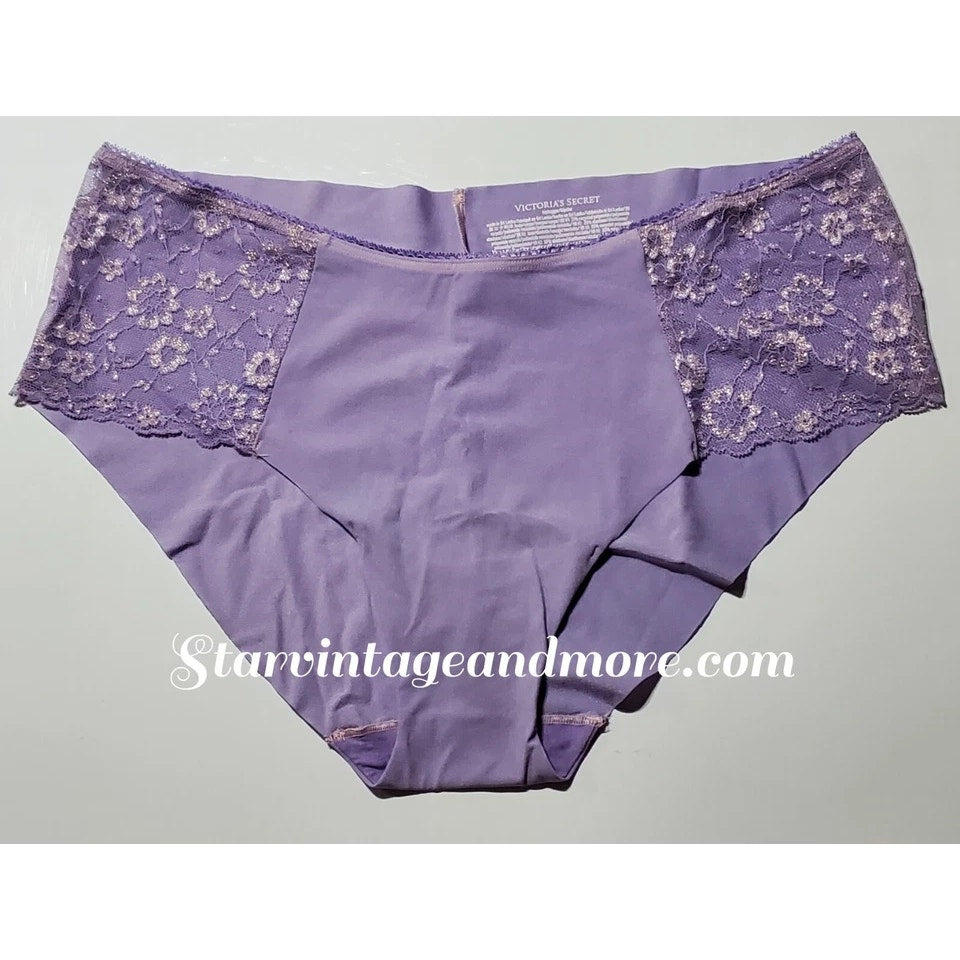Victoria's Secret Stretch Satin Hiphugger Hipster Panty Lace Inset Purple Haze 9