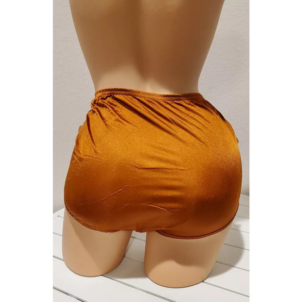 Vanity Fair Lace Nouveau Nylon Full Cut Panty Lace Shiny Bronze Empire