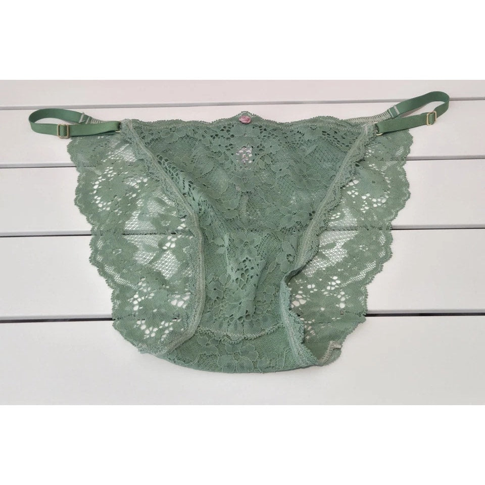 Victoria's Secret Dream Angels String Bikini Panty All Lace Vero Green 8/XL