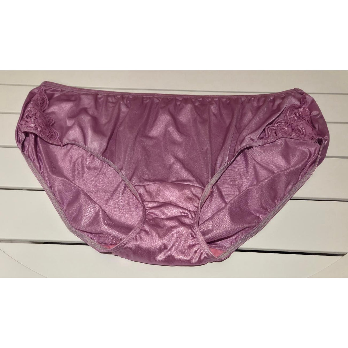 Shadowline 11182 Lace Insets Bikini Panty Nylon Full Cut Ultimate Magenta 10/3XL