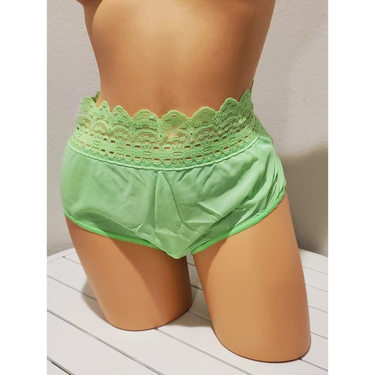 Olga Secret Hug Full Coverage Brief Panty Nylon Silky Poison Apple Green Star Vintage And More LLC