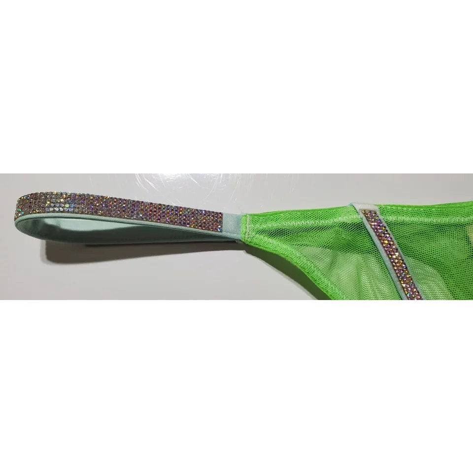 Victoria's Secret Very Sexy Shine Strap Thong Panty Semi Sheer Citron Green 6/M