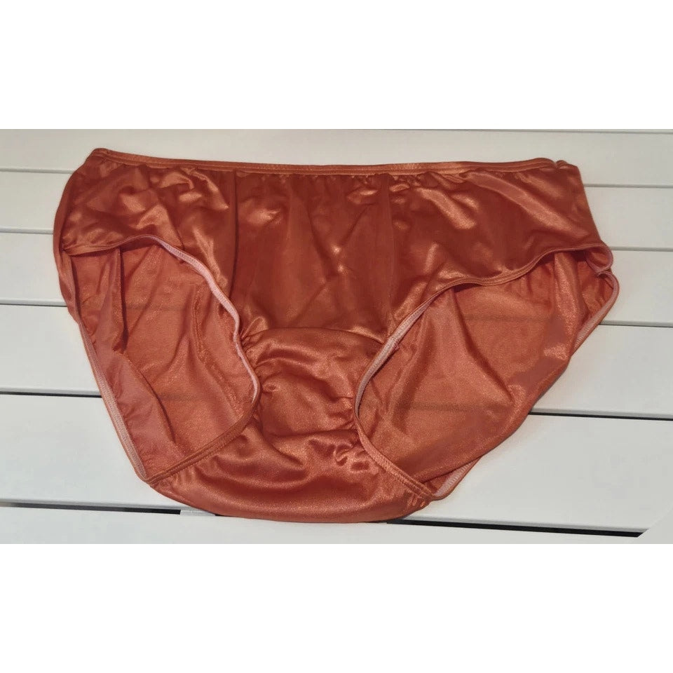 Shadowline 11032 Bikini Panty Shiny Nylon Full Cut Silky Ruby Red