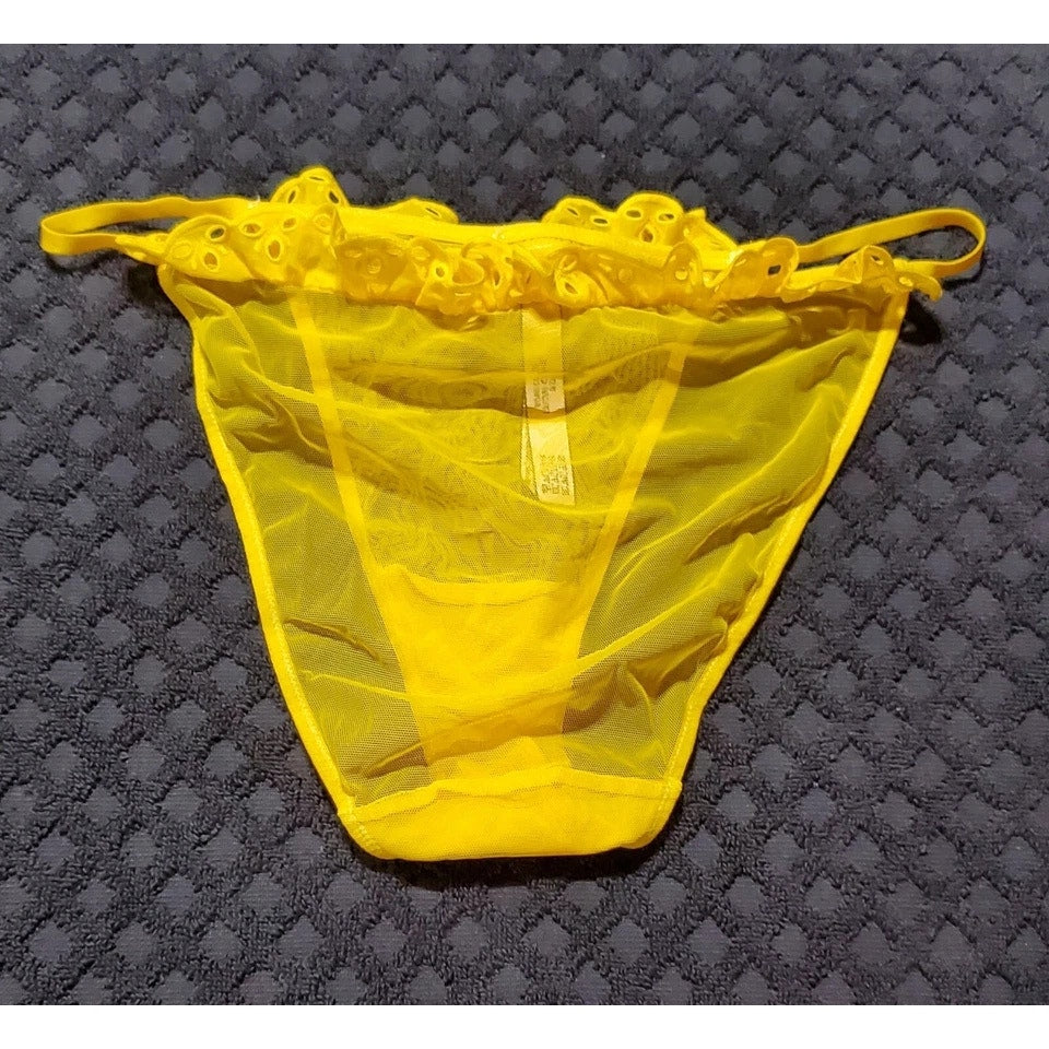 Victoria's Secret Dream Angels String Bikini Panty Sheer Ruffle Carnation Yellow