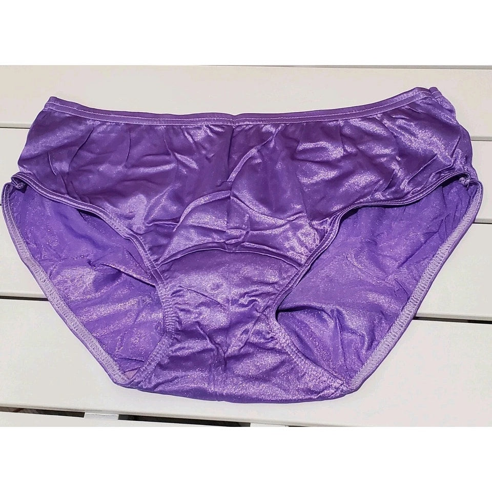 Shadowline 11032 Bikini Panty Shiny Nylon Full Cut Silky Velvet Purple