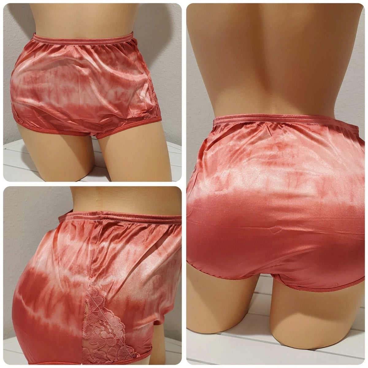 Vanity Fair Lace Nouveau Nylon Full Cut Panty Lace Shiny Berry Pink Rainbow