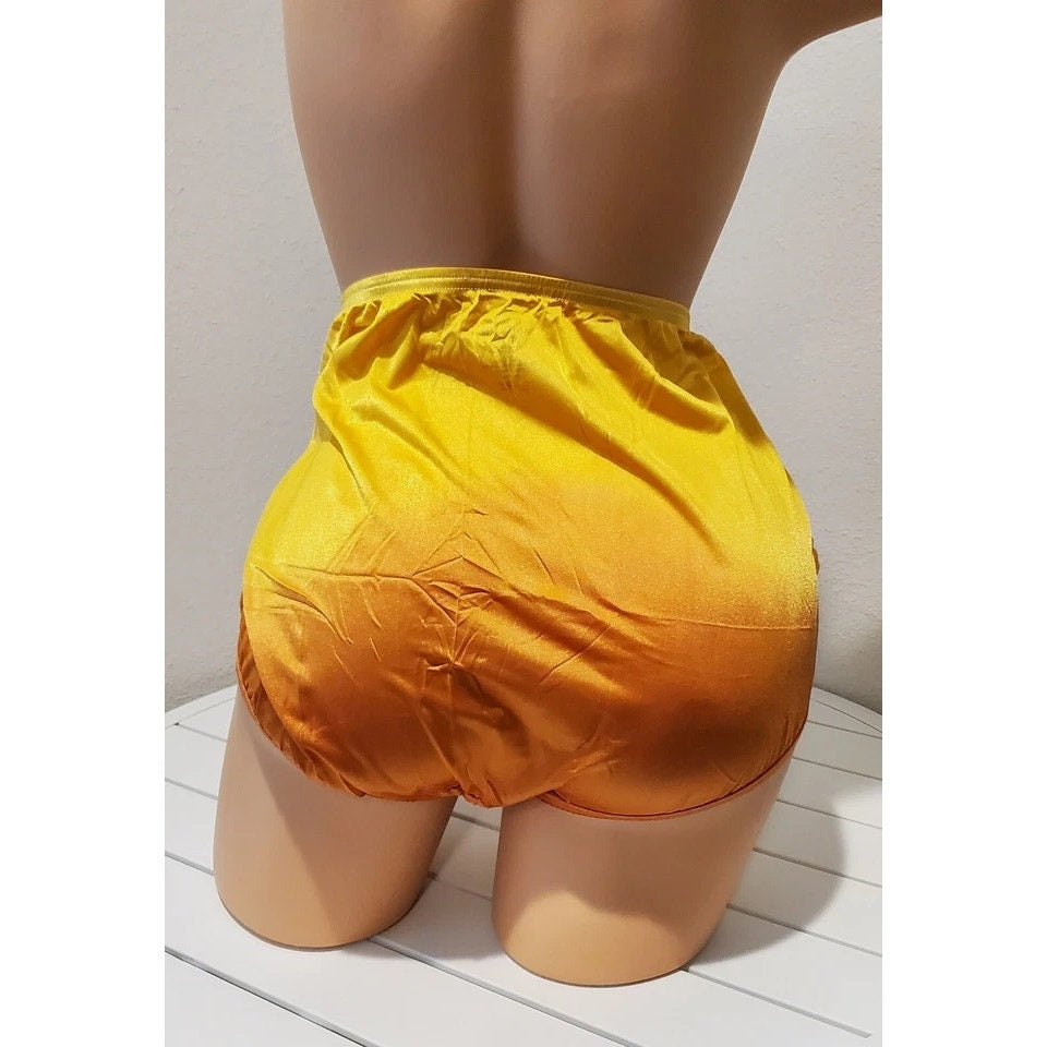 Vanity Fair Lace Nouveau Nylon Full Cut Panty Ombre Caliente Yellow Orange 9/2XL