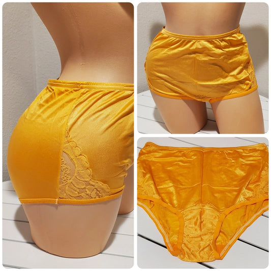 Vanity Fair Lace Nouveau Nylon Full Cut Panty Lace Shiny Orange Tart - Star Vintage & More Star Vintage And More LLC