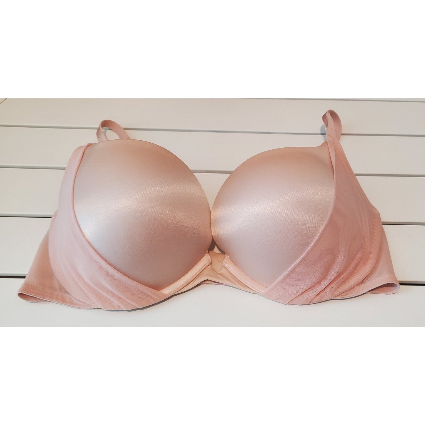 Victoria's Secret Vintage Chiffon Overlay Push-Up Demi Bra Multiway Pink 36D