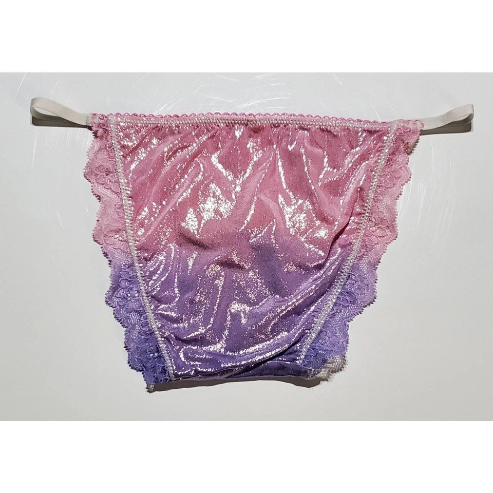 Victoria's Secret Dream Angels String Bikini Panty Shiny Ombre Cotton Candy XS