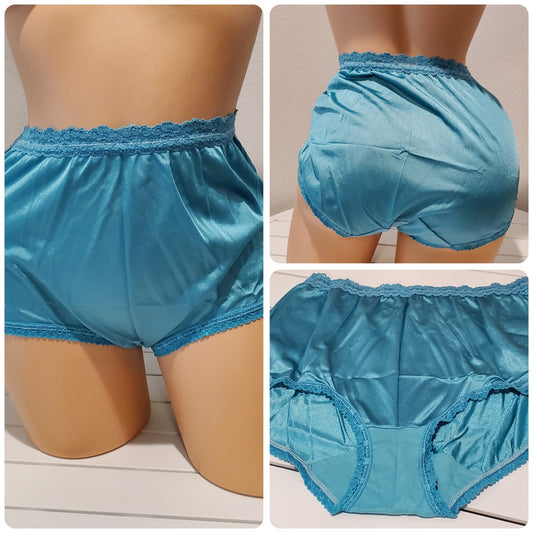 Cotillion Nylon Lace Full Cut Brief Panty Turquoise Topaz Blue 6/M Star Vintage And More LLC