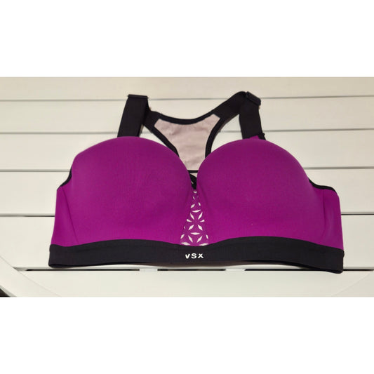 Victoria's Secret VSX Sport Bra Crossback Perforated Floral Magenta Purple 34D - Star Vintage & More Star Vintage And More LLC