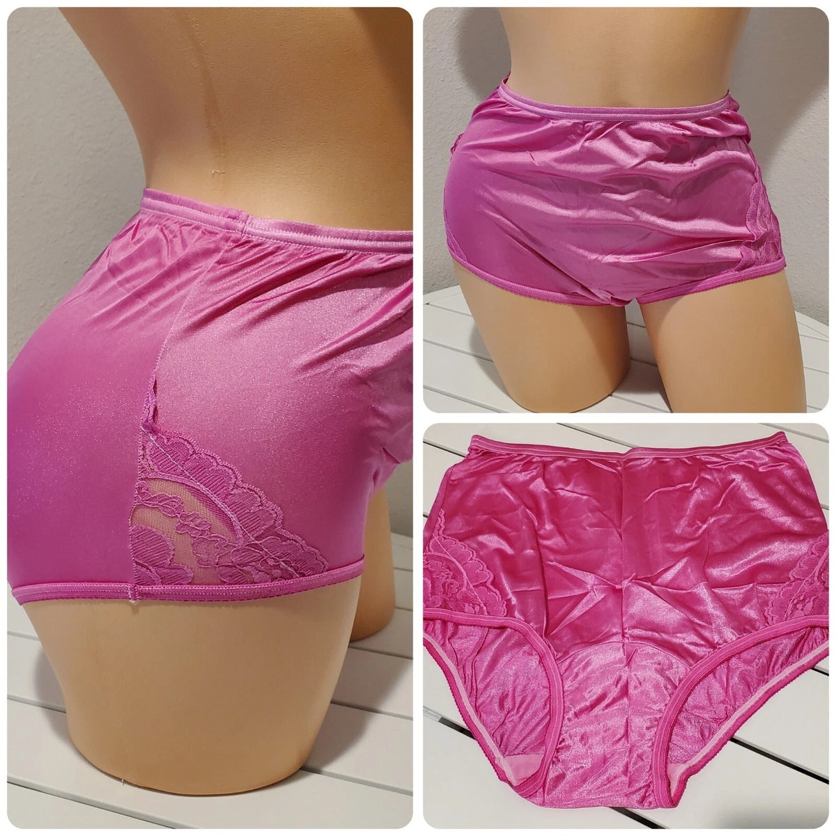 Vanity Fair Lace Nouveau Nylon Full Cut Panty Lace Shiny Dream Time Pink