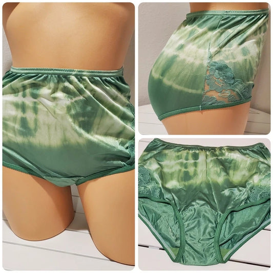 Vanity Fair Lace Nouveau Nylon Full Cut Panty Mint Green On Green Rainbow 5/S Star Vintage And More LLC
