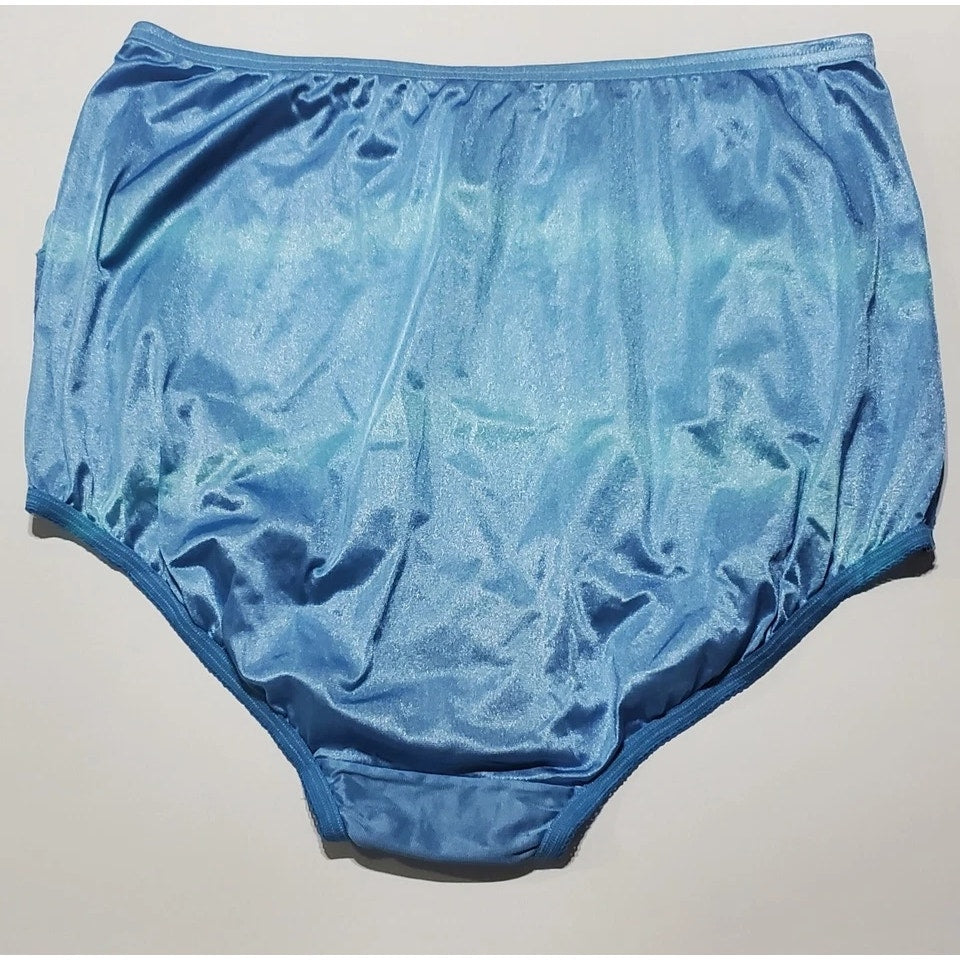Vanity Fair Lace Nouveau Nylon Full Cut Panty Rainbow Shift Sky Blue On Blue 7/L
