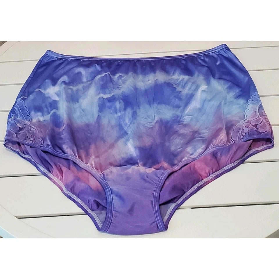 Vanity Fair Lace Nouveau Nylon Full Cut Panty Shiny Rainbow Shift Blueish Purple