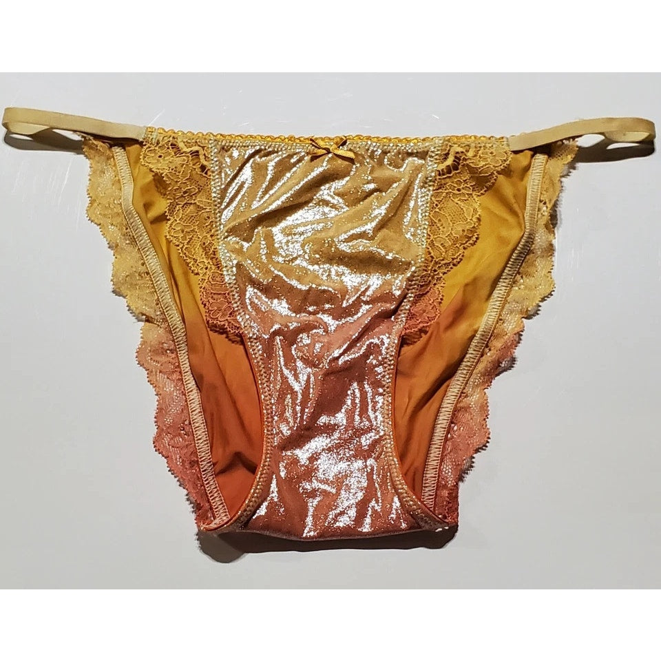Victoria's Secret Dream Angels String Bikini Panty Shiny Ombre Creamsicle Orange