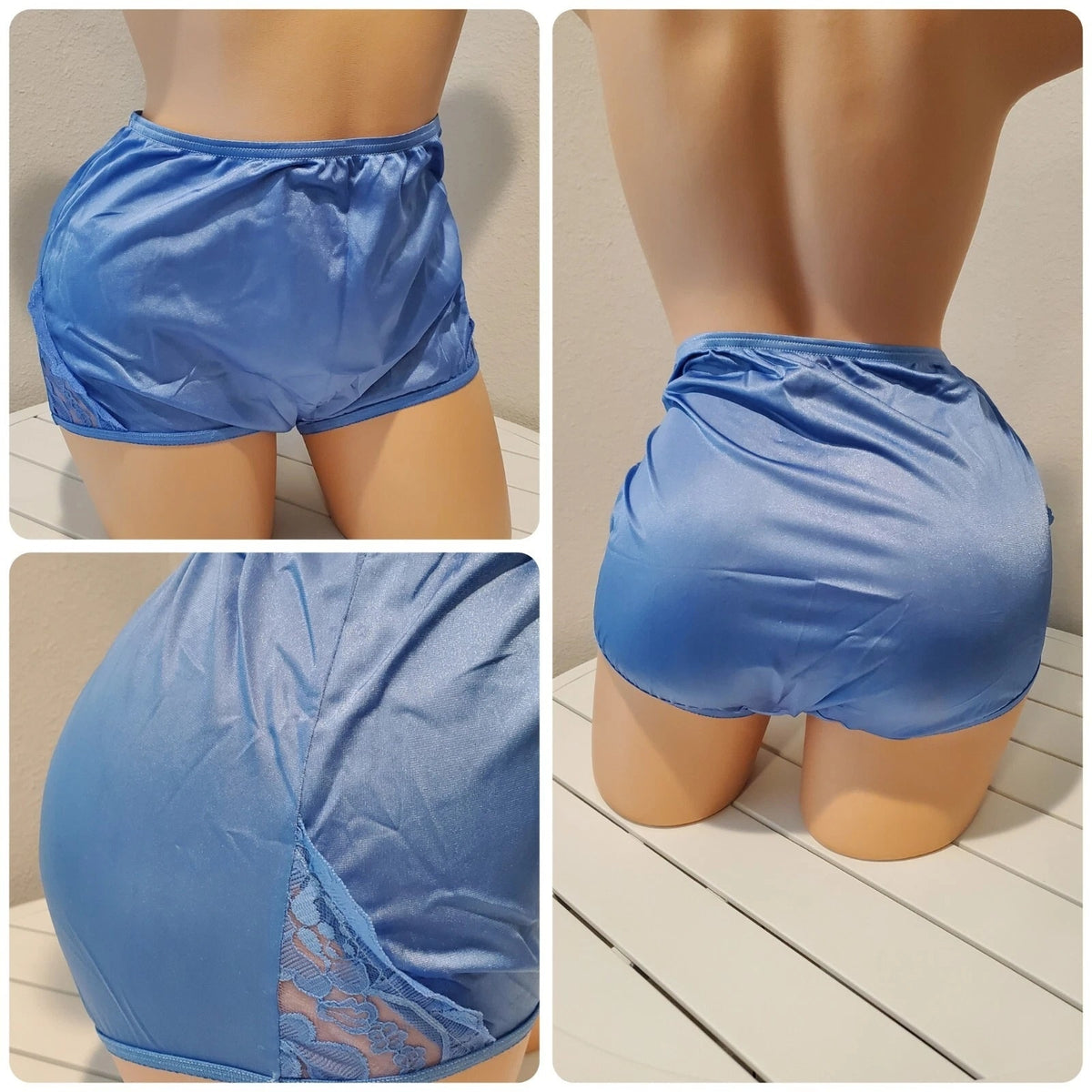 Vanity Fair Lace Nouveau Nylon Full Cut Panty Lace Shiny Royal Blue 7/L