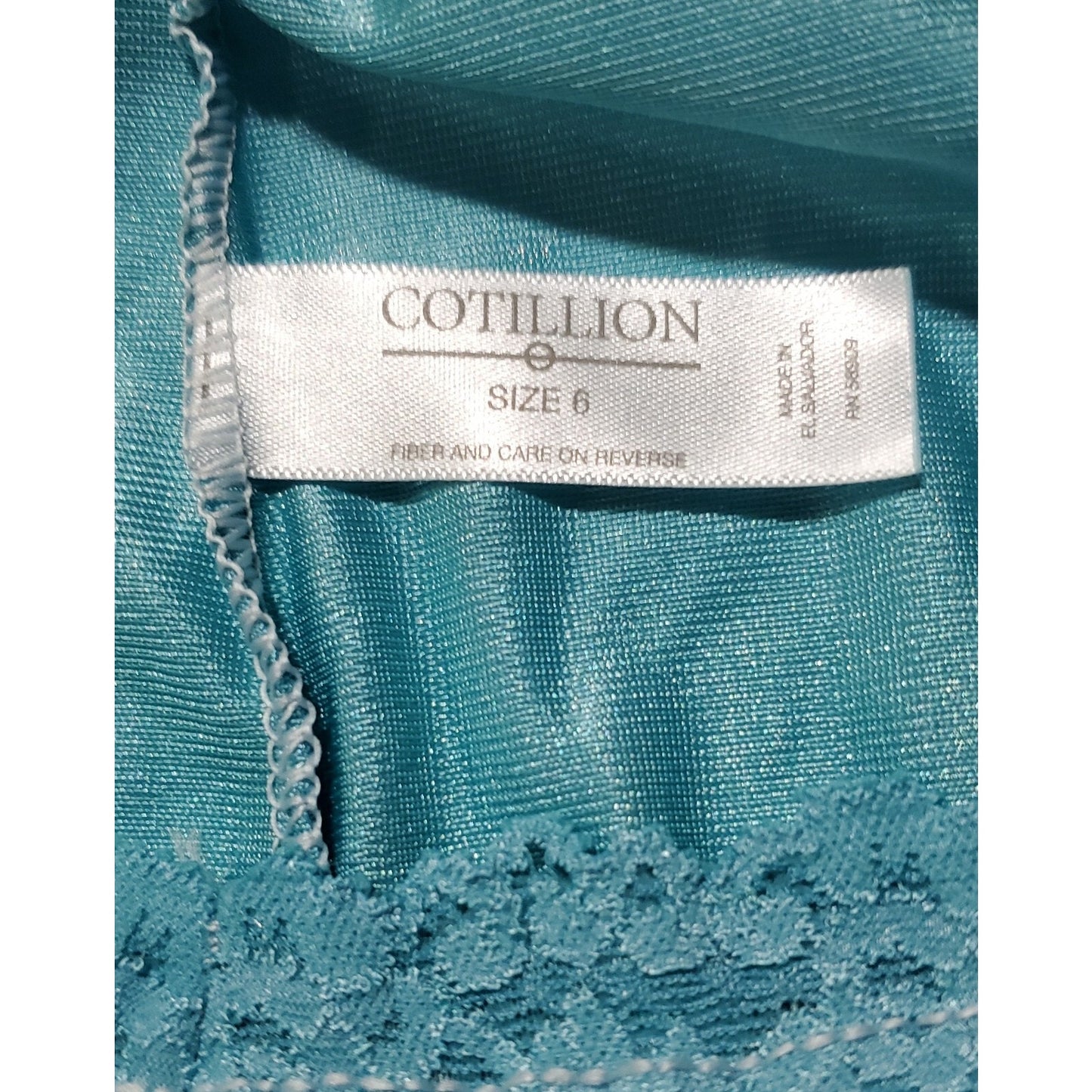 Cotillion Nylon Lace Full Cut Brief Panty Turquoise Topaz Blue 6/M
