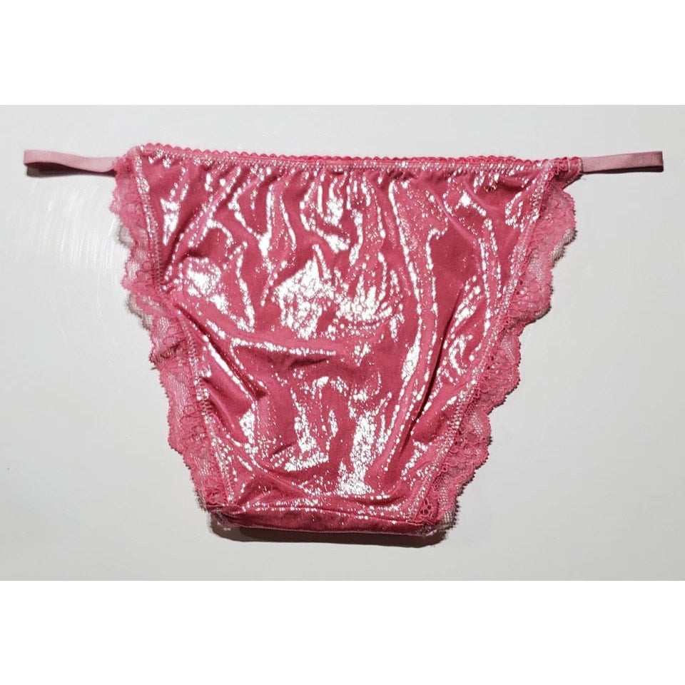 Victoria's Secret Dream Angels String Bikini Panty Shiny Lace Miss New Pink XS - Star Vintage & More