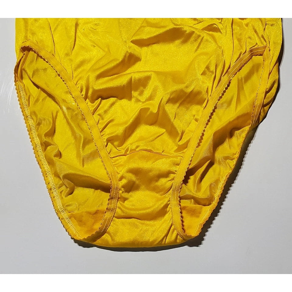Shadowline 17842 Women's Hi Cut Panty Nylon Brief Full Coverage Carnation Yellow
