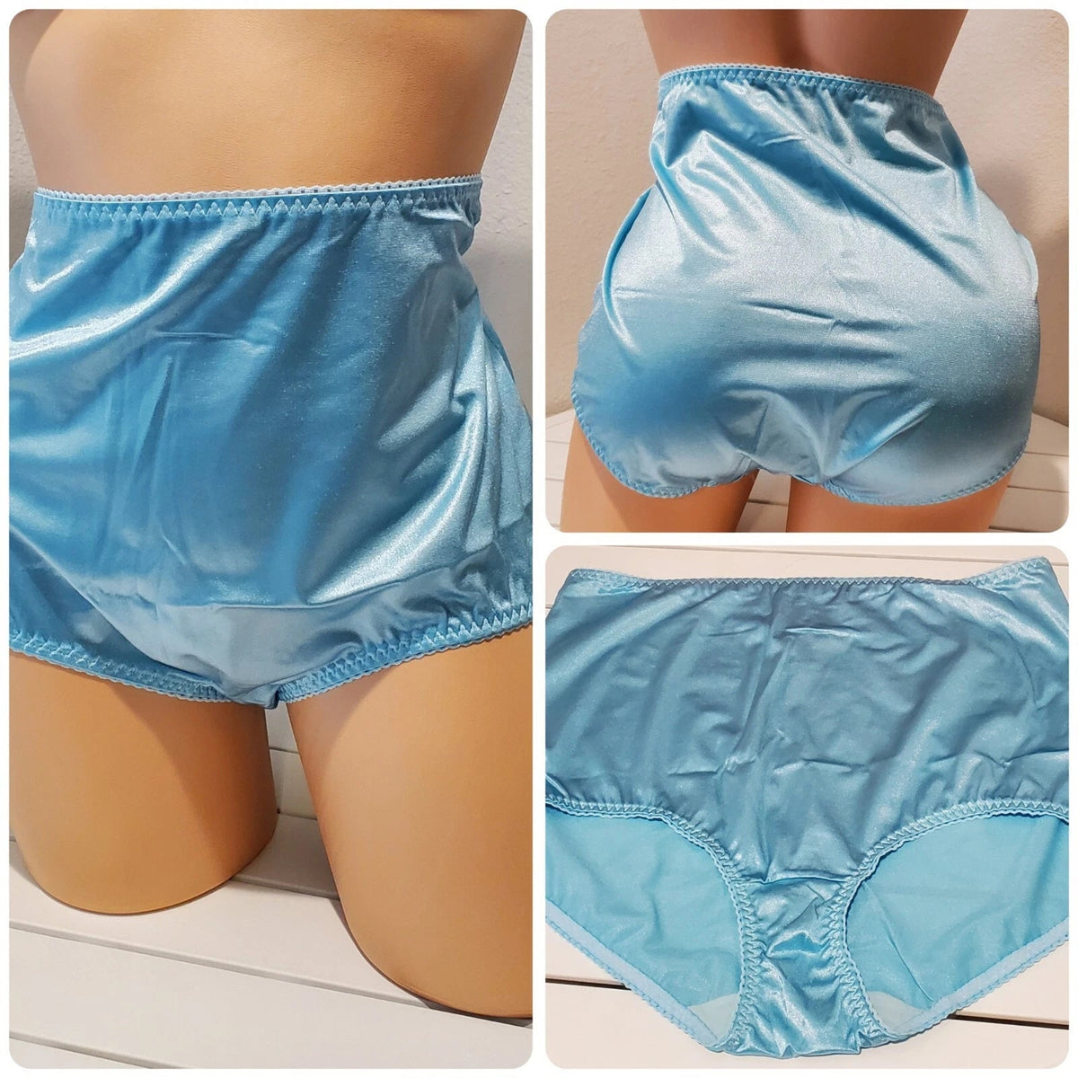 Vanity Fair 40301 Full Coverage Brief Panty Shiny Nylon Ice Blue 11/4XL