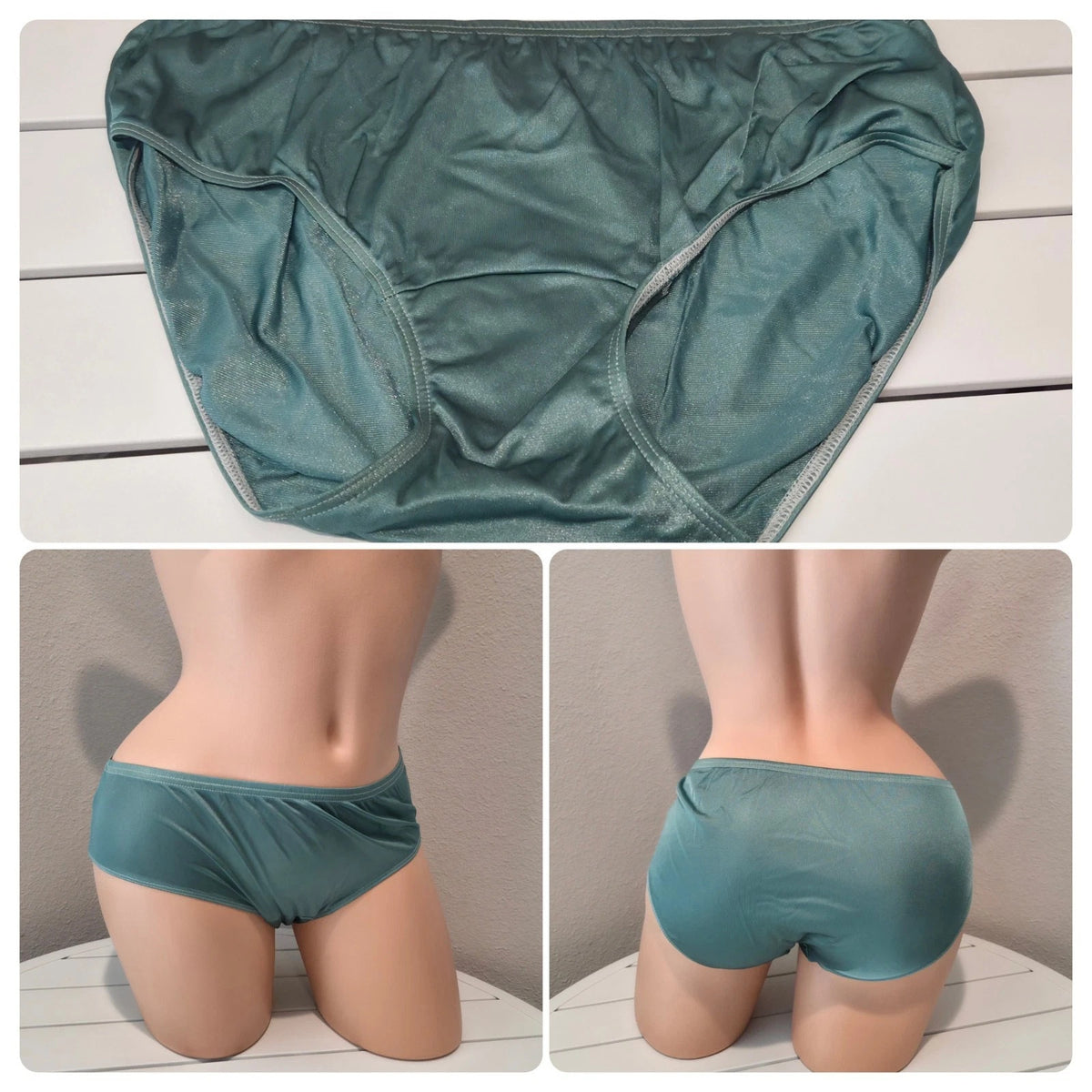 Shadowline 11032 Bikini Panty Shiny Nylon Full Cut Silky Garden Green