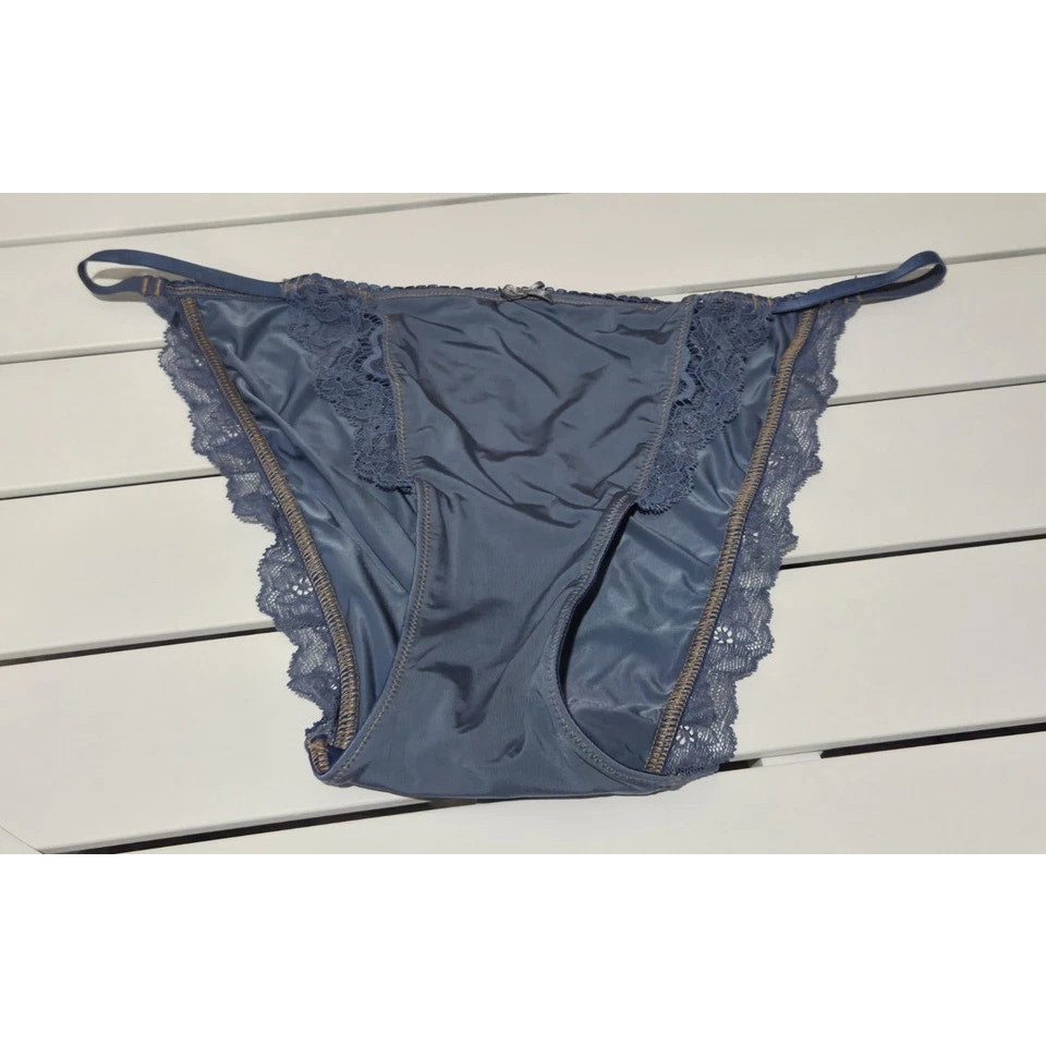Victoria's Secret Dream Angels Smooth Shiny String Bikini Panty Trench Blue 8/XL
