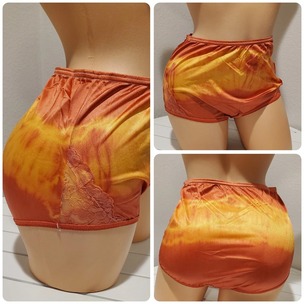 Vanity Fair Lace Nouveau Nylon Full Cut Panty Lace Shiny Flame Rainbow Shift 6/M