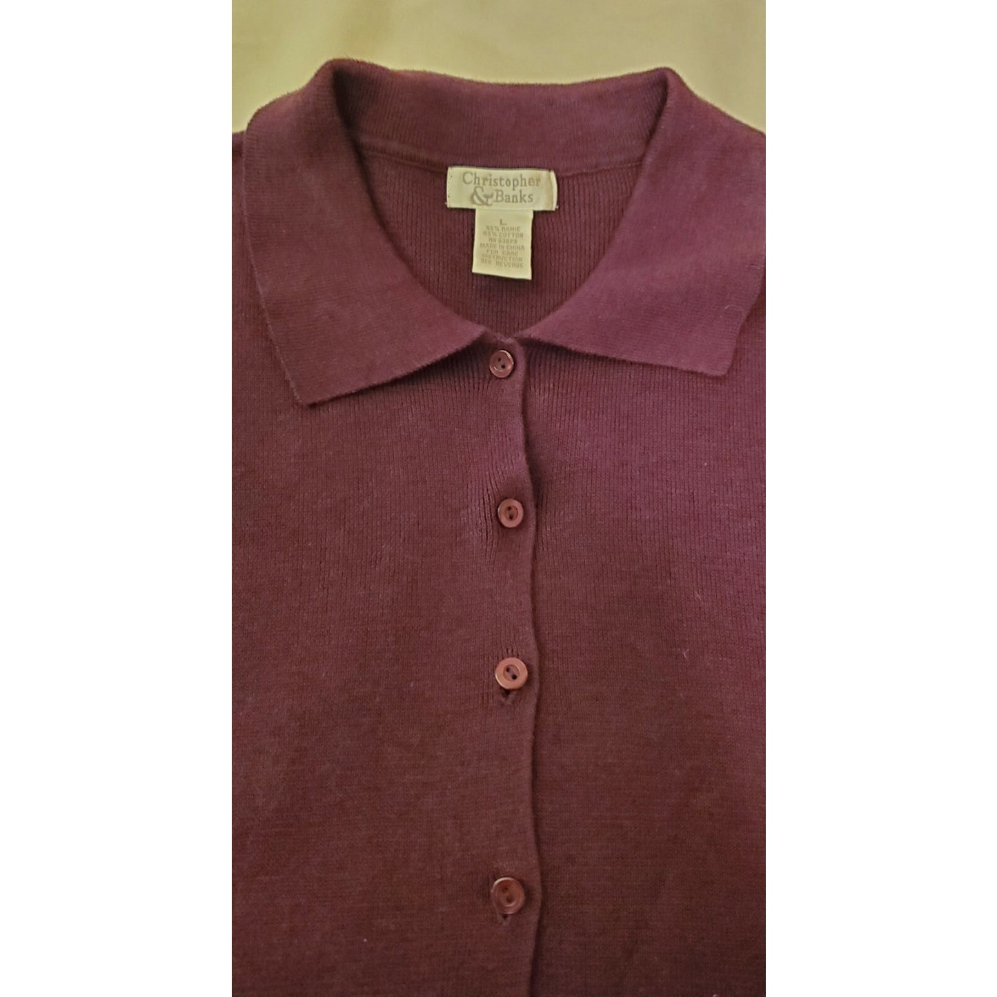 Christopher & Banks Polo Shirt Sleeveless Button-Up Side Slits Purple Women's L