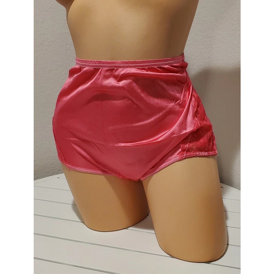 Shadowline 17082 Full Cut Brief Nylon Lace Full Cut Panty Pink Peony