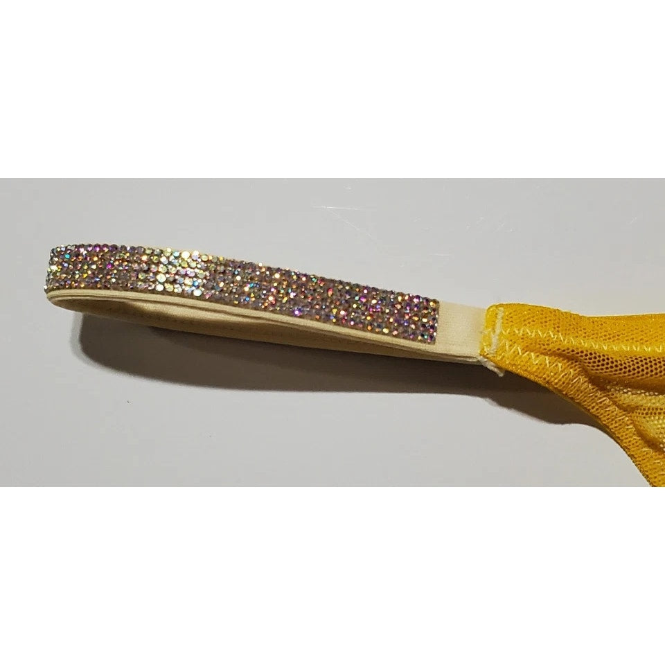 Victoria's Secret Very Sexy Shine Strap Thong Panty Semi Sheer Carnation Yellow