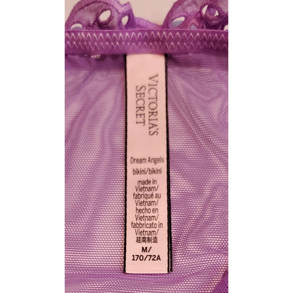 Victoria's Secret Dream Angels String Bikini Panty Sheer Ruffle Purple Foxglove