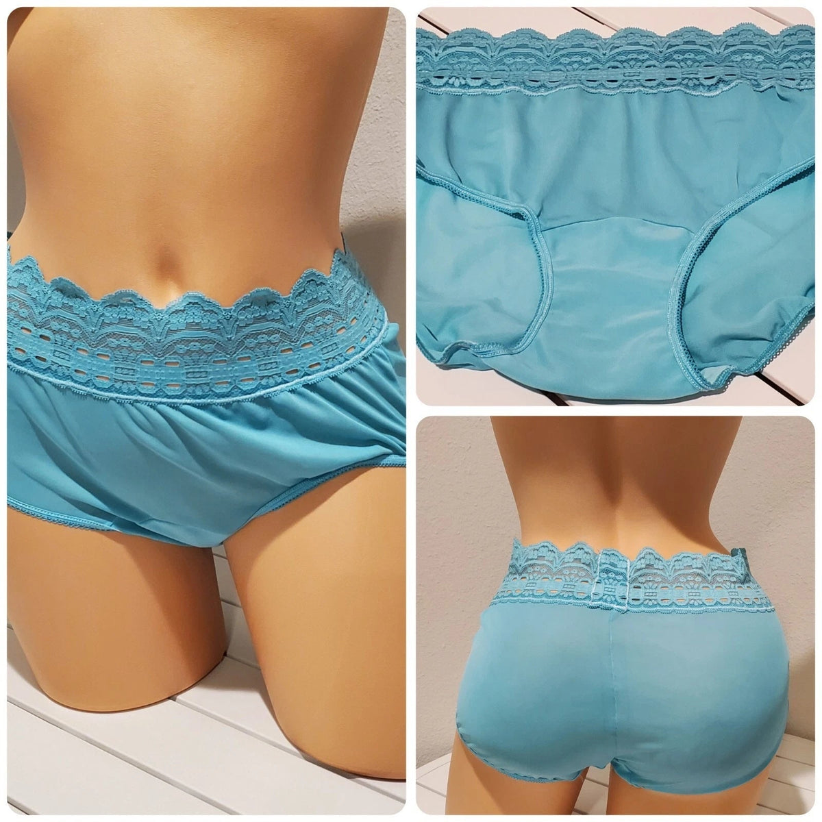 Olga Secret Hug Full Coverage Brief Panty Nylon Silky Capri Blue