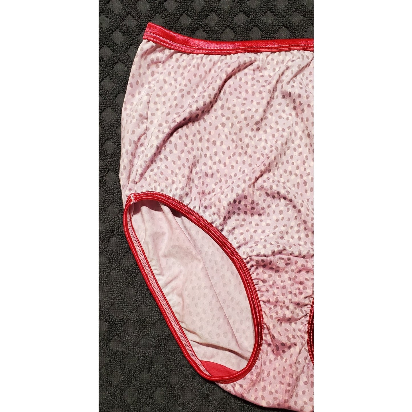 Vanity Fair 13109 Silky Brief Panty Polka Dot Print Strawberry 6/M Rare Color