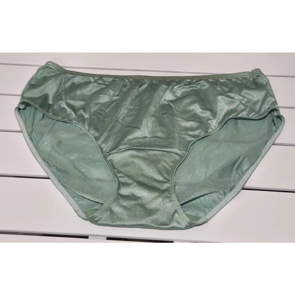 Shadowline 11032 Bikini Panty Shiny Nylon Full Cut Silky Green Popstar