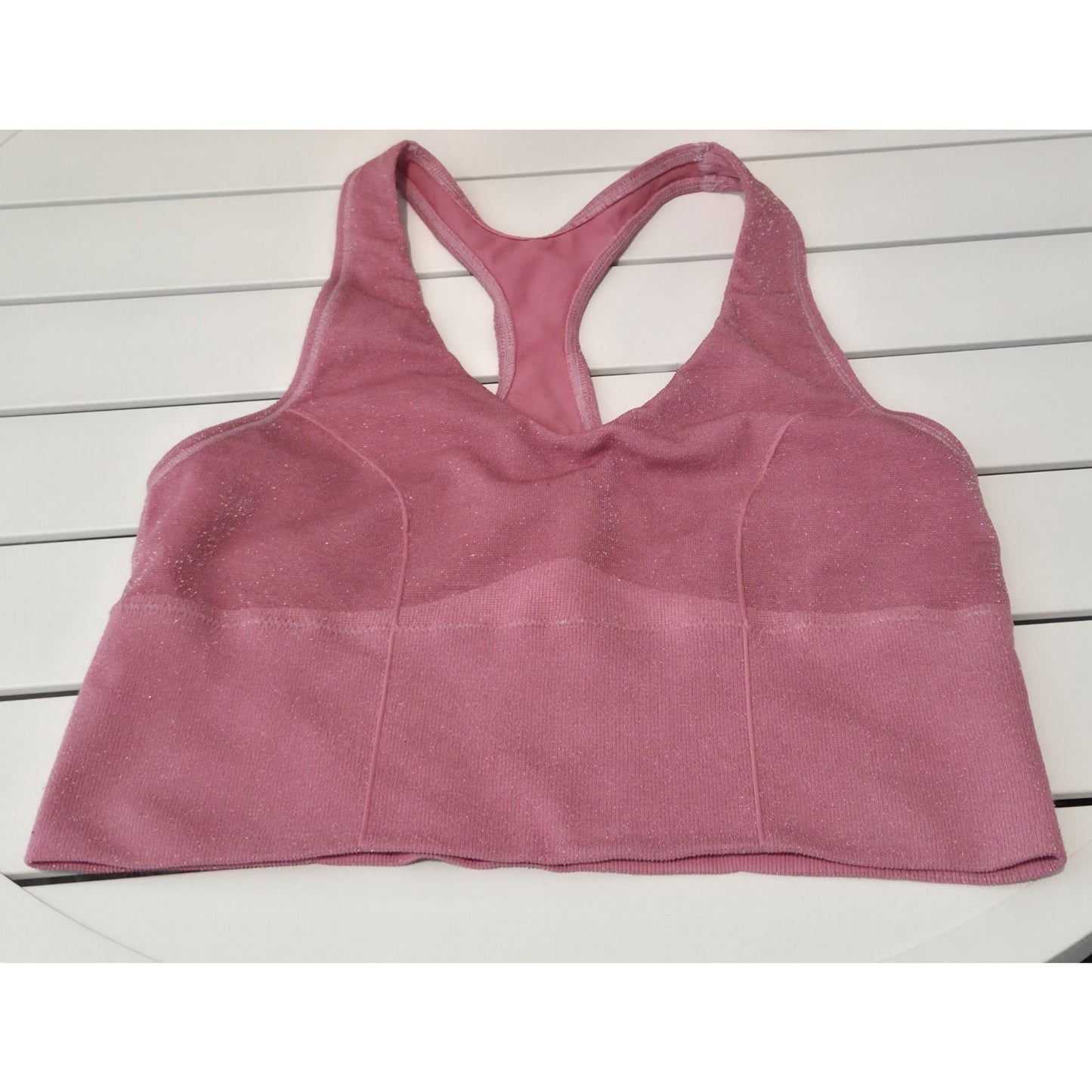 Victoria's Secret PINK Shimmer Plunge Sports Bra Light Support Pink L