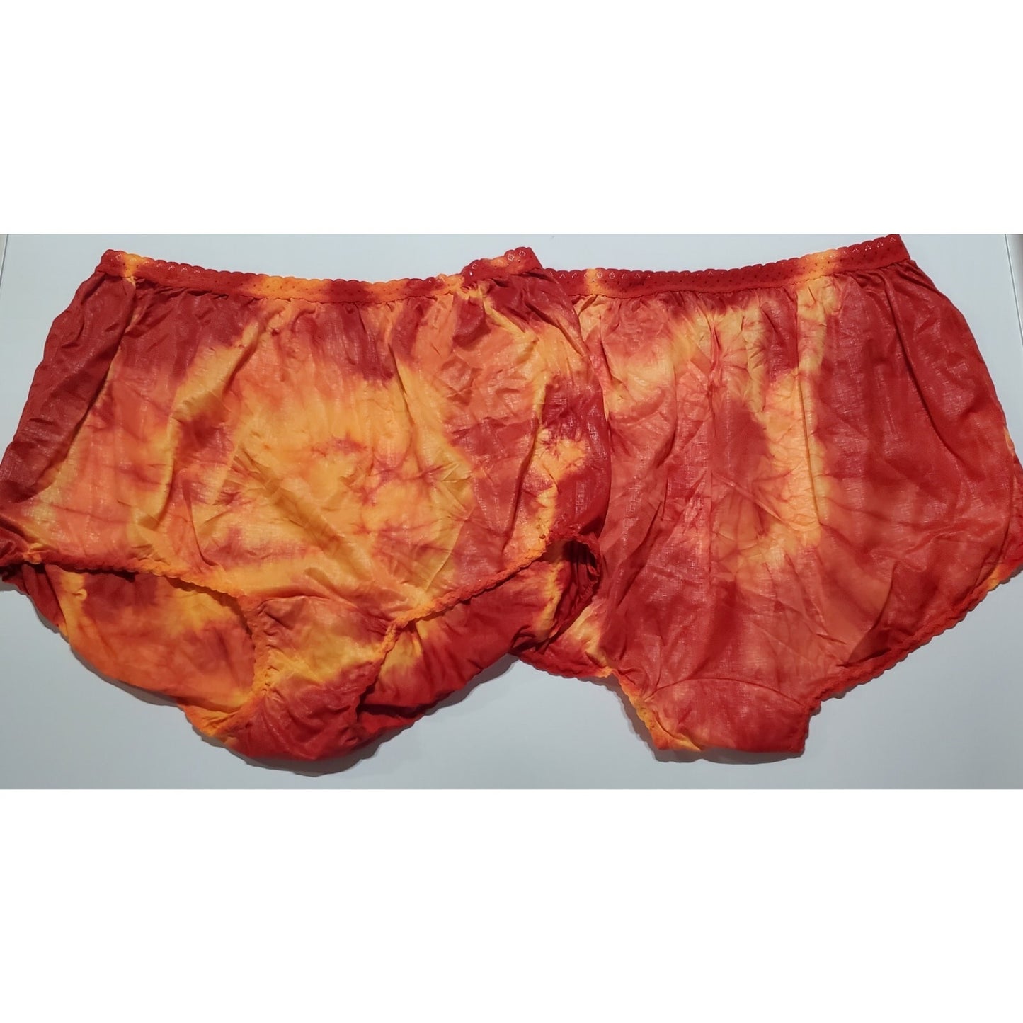 Carole Silky Nylon Full Cut Brief Panty Lot of 2 Rainbow Edge Lace Trim Size 12