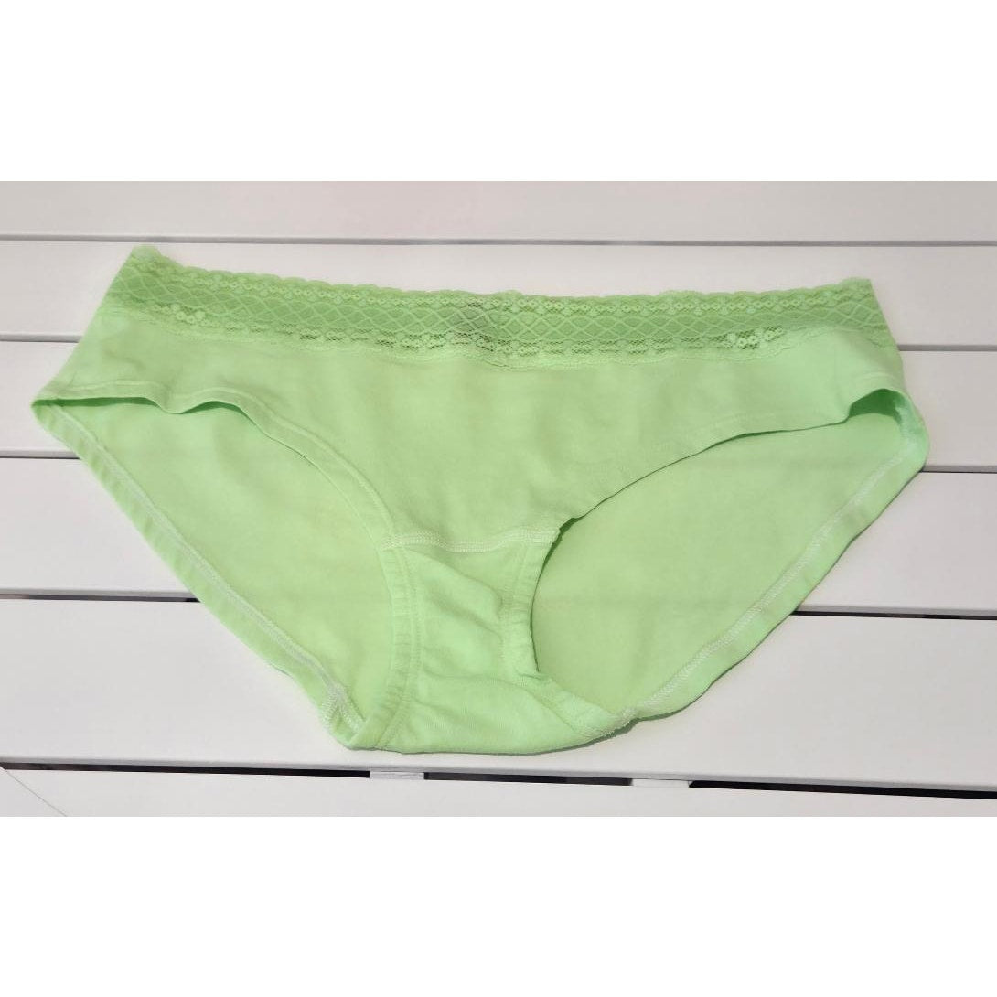 Victoria's Secret Vintage Hiphugger Panty Lace Trim Poison Apple Green 7/L - Star Vintage & More
