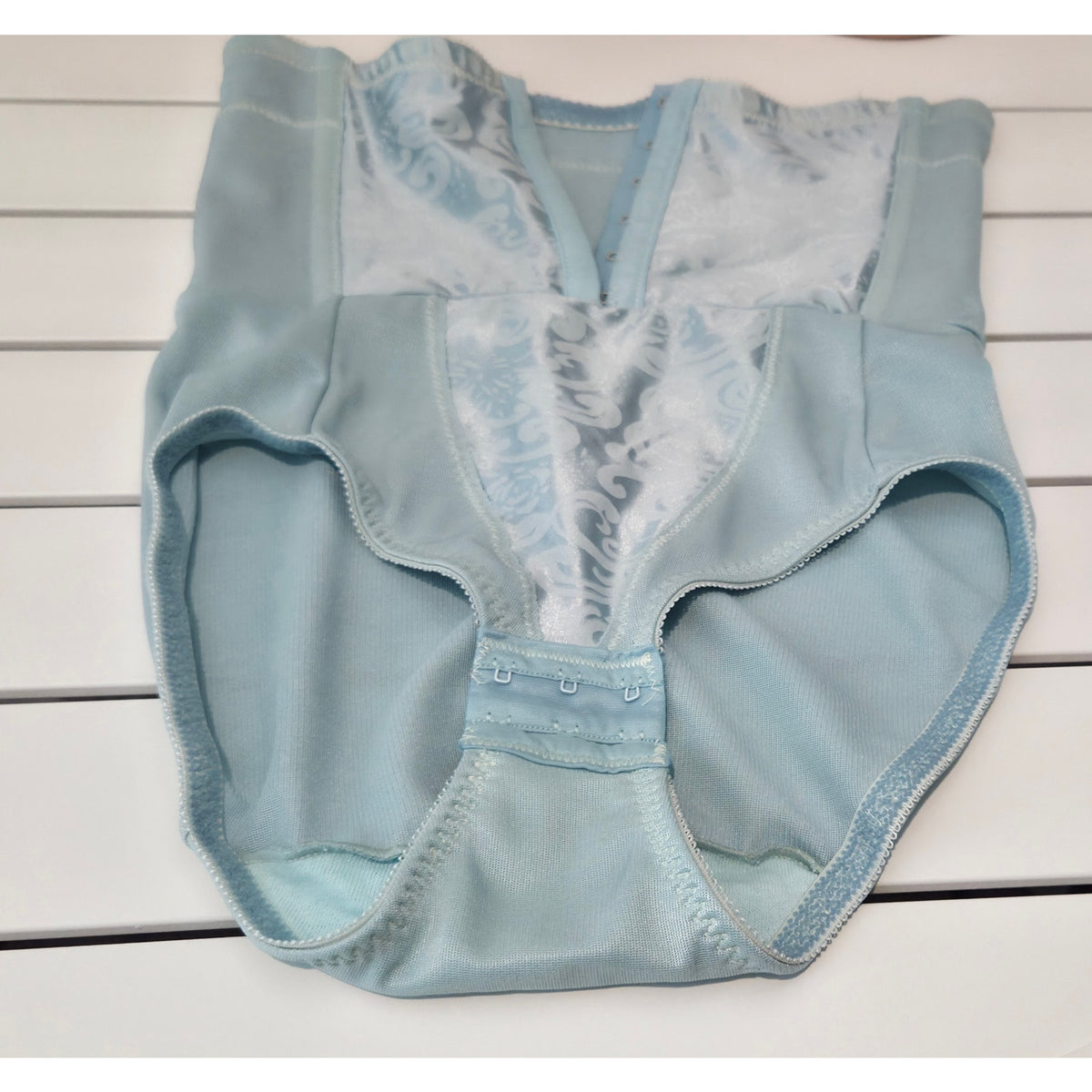 Cupid 5065 Nylon Spandex High Waist Shaping Brief Floral Satin Clear Blue M Rare