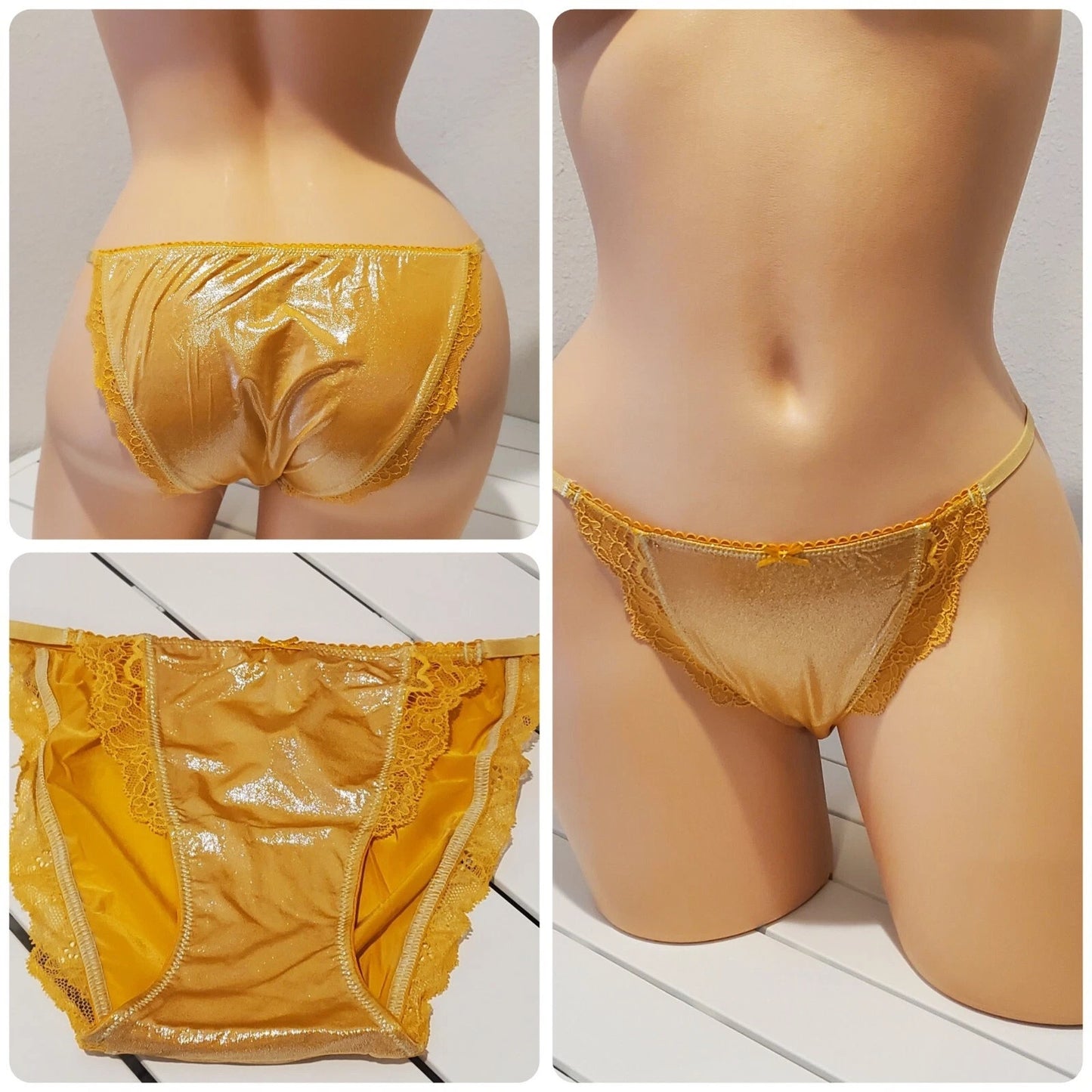 Victoria's Secret Dream Angels String Bikini Panty Shiny Lace Orange Ecstasy XS