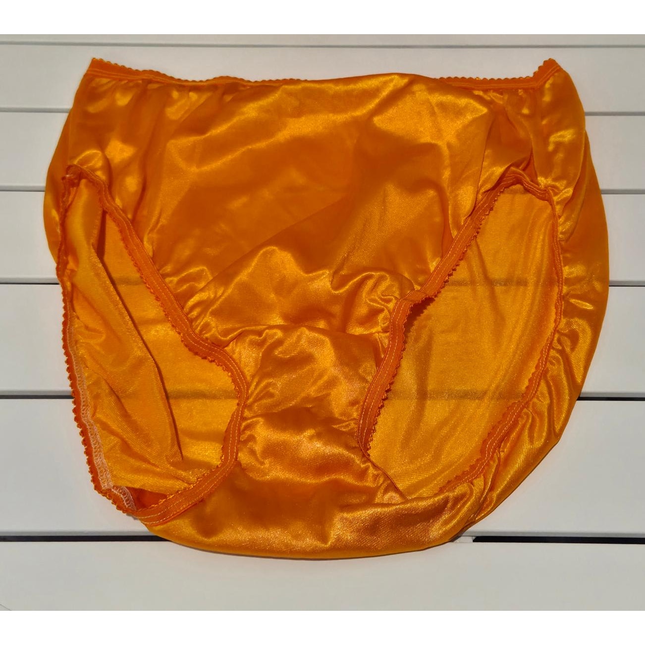Shadowline 17842 Women's Hi Cut Panty Shiny Nylon Brief Full Coverage JOL Orange