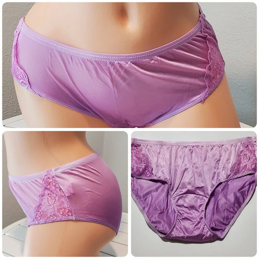 Shadowline 11182 Lace Insets Bikini Panty Nylon Ombre Sherbert Pink Purple 5/S Star Vintage And More LLC