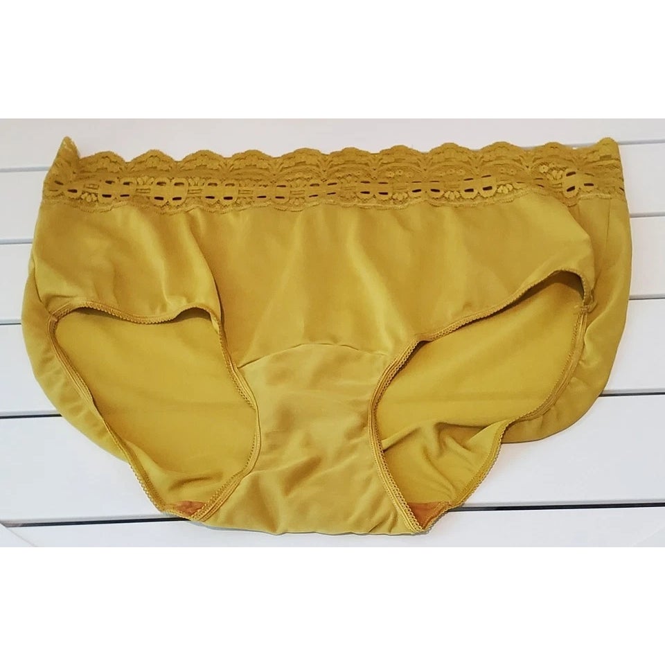 Olga Secret Hug Full Coverage Brief Panty Nylon Silky Molten Gold 9/2XL